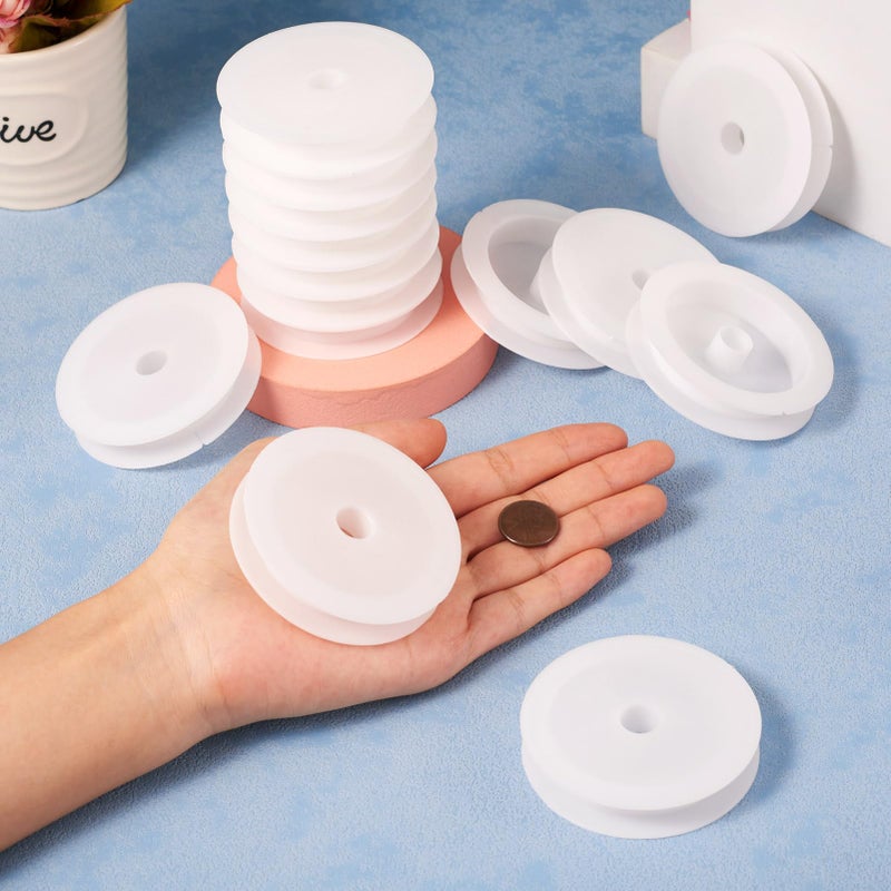 Craftdady 50Pcs Empty Plastic Wire Spools 2.64" in Diameter Thread Bobbins for Beading Wire Thread String - Image 2